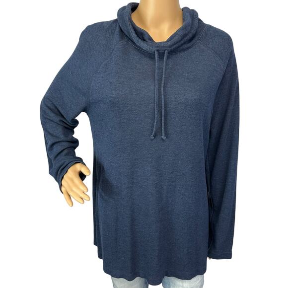 T by Talbots Funnel Neck Sweatshirt Navy Blue Pullover Size XL - Picture 1 of 10